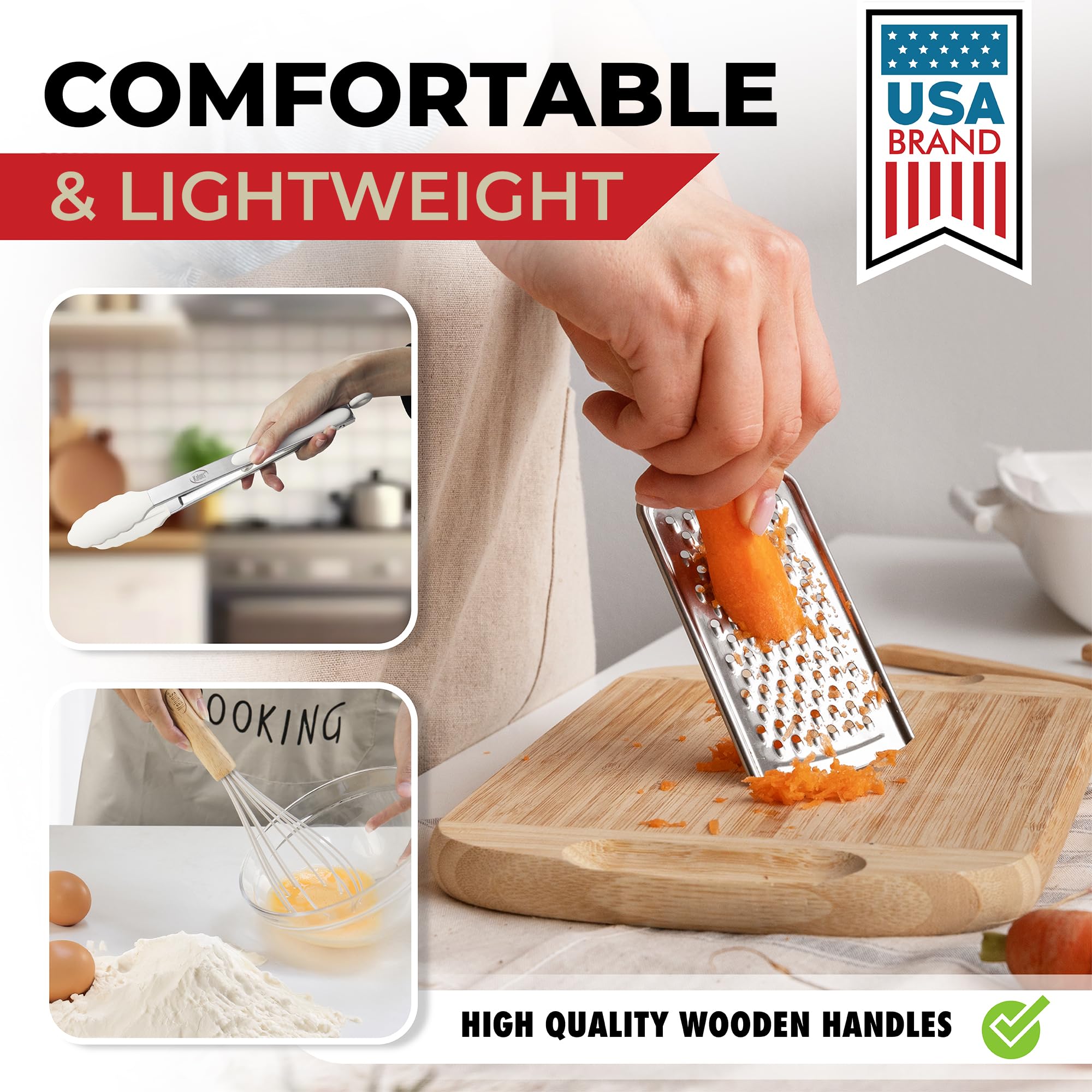 50-Piece Silicone Kitchen Utensil Set with Wooden Handles & Storage Holder