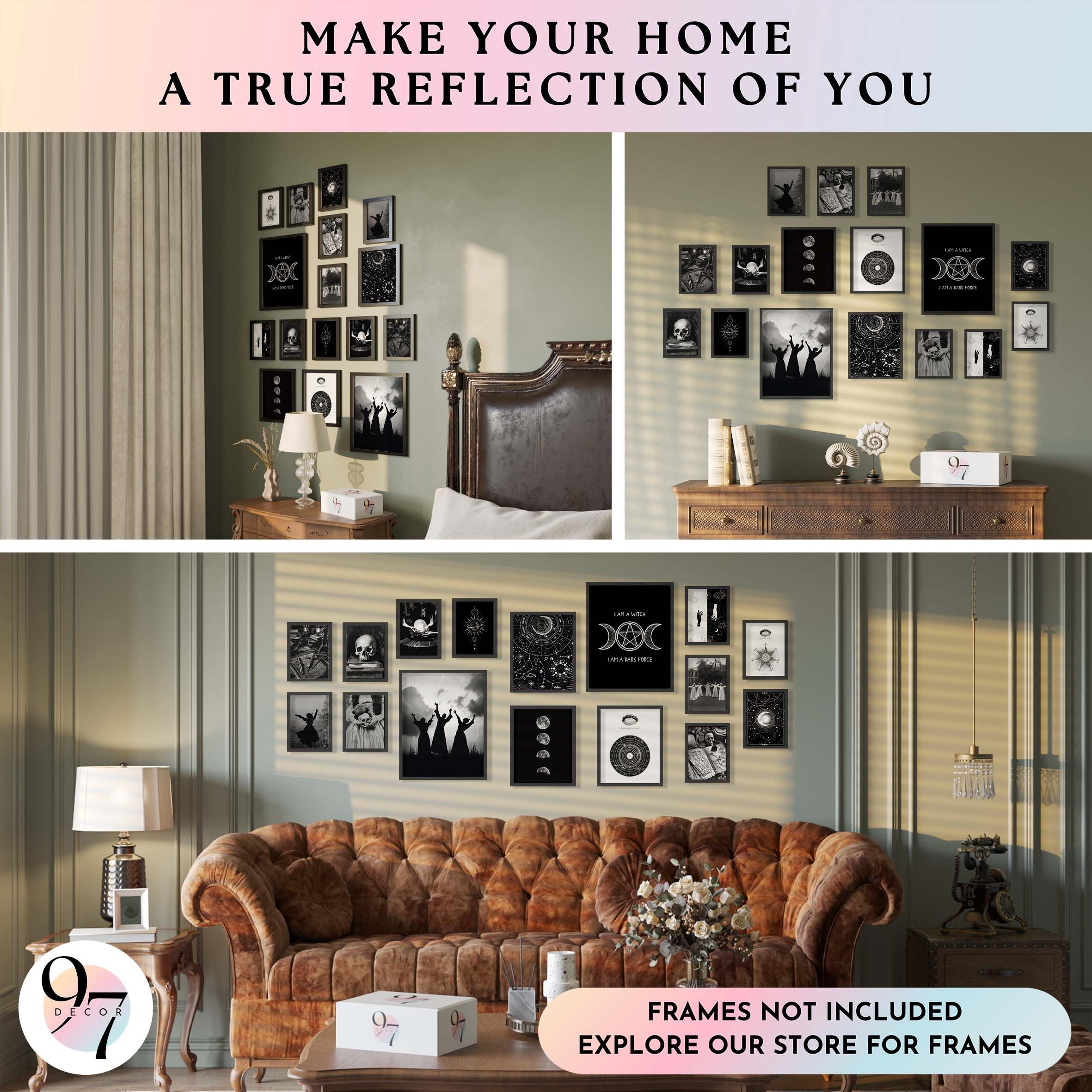 Witchy Wall Art Set – 16-Piece Gothic Witch Posters for Halloween & Home Decor (Vintage Witchy Aesthetic Prints)