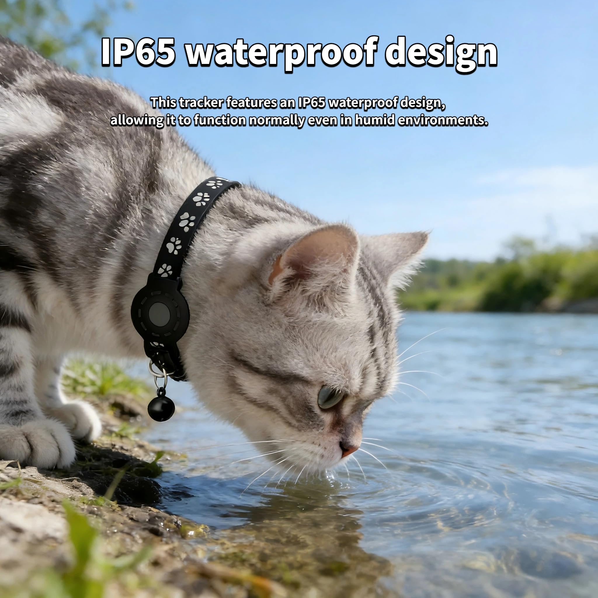 Android Cat GPS Tracker Collar, Waterproof Smart Pet Locator, No Subscription, Lightweight Find My Device Compatible Tracker
