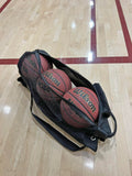 Heavy-Duty 3-Basketball Holder Bag with Zipper Pocket – Canvas & Mesh Sports Carry Sack for Players & Coaches (Black)