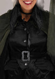 Gothic Witch Costume for Women – Deluxe Black & Green Velour Halloween Outfit with Hat & Belt (Medium)