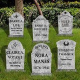 6PCS Stone Grey Halloween Tombstones Yard Signs – Realistic Graveyard Headstones with Stakes for Outdoor Cemetery Decorations