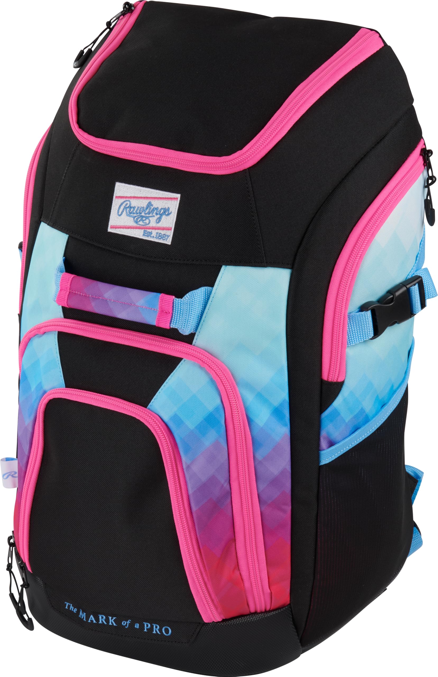 Rawlings Franchise 2.0 Baseball Player Backpack – Game Day Gear Bag with Glove Shelf & Bat Storage (Miami)