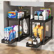 POUGNY Under Sink Organizer 2-Pack – Heavy Duty Pull-Out Cabinet Storage with Anti-Slip Base, Black PRO