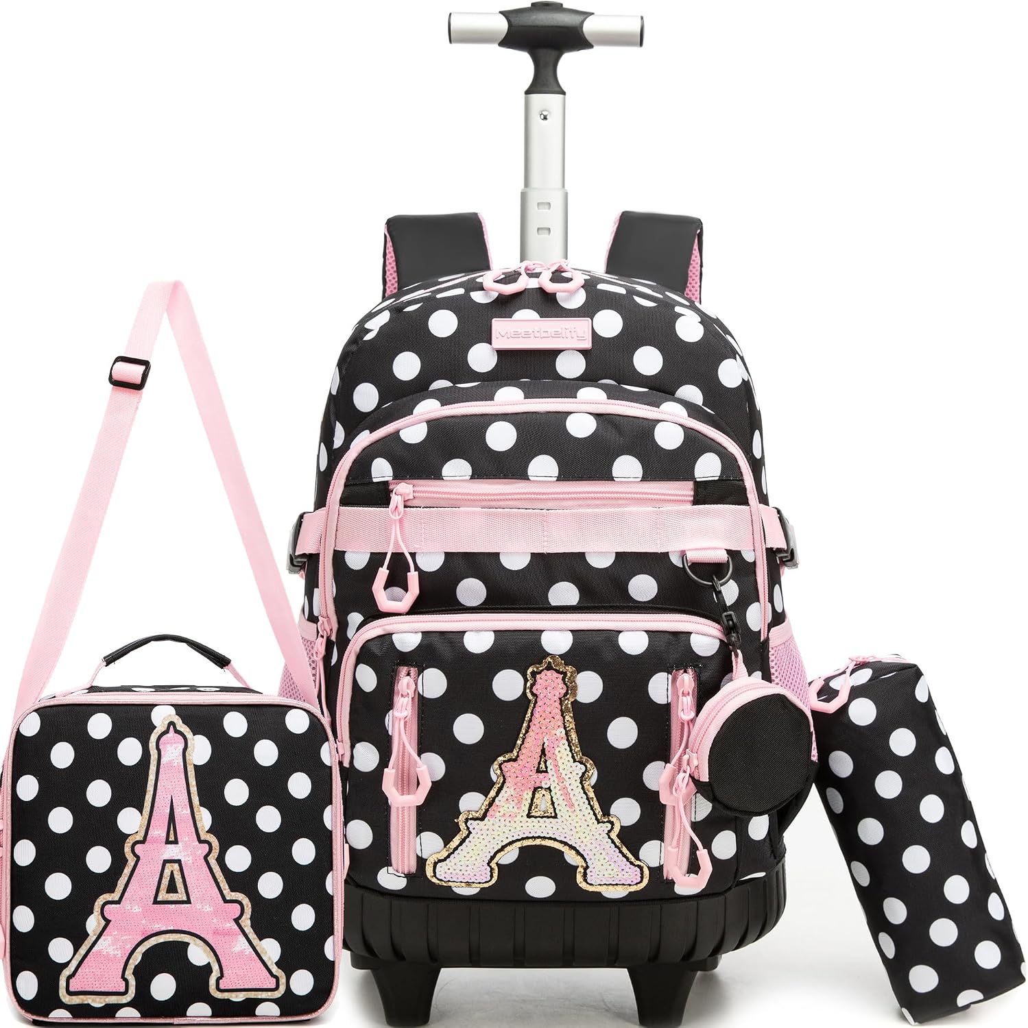 16.5-Inch Rolling School Backpack Set with Lunch Bag