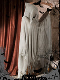 Gray Linen Hooded Cloak – Medieval Ghost Cape for Halloween, Cosplay & Fantasy Roleplay 🕯️🖤