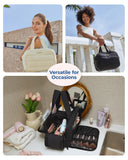 BAGSMART Large Travel Toiletry Bag for Women – Lightweight Wide-Open Puffy Cosmetic & Makeup Organizer with Handle (Black)