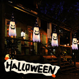 Halloween Hanging Ghost Witch Hat Lights – 4 Pack Warm White LED Decorations with 3 Flash Modes for Indoor & Outdoor Use