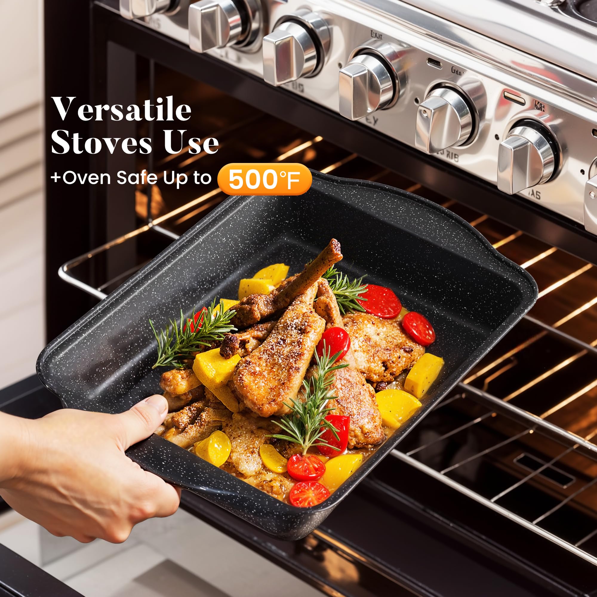 30-Piece Nonstick Granite Cookware & Bakeware Set with Induction Compatibility