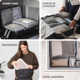 Compression Packing Cubes Set – Travel Luggage Organizer Bags (Beige)