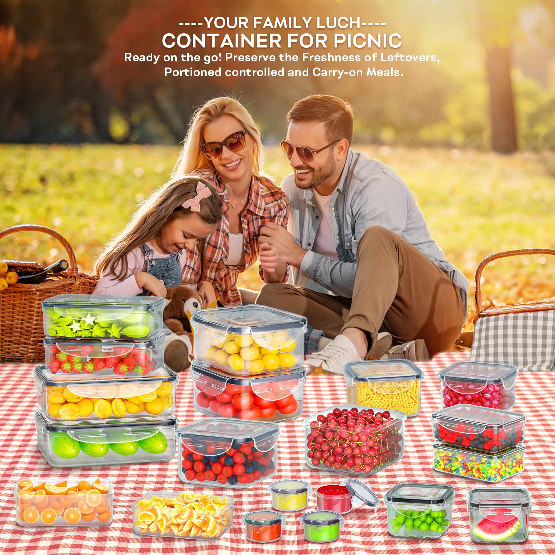 Airtight Food Storage Containers Set – 20 Piece Stackable Clear Meal Prep Containers with Lids