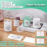 Clear Bathroom Organizer Canisters with Plastic Lids (4-Pack) – Qtip, Cotton & Vanity Storage Set with Labels