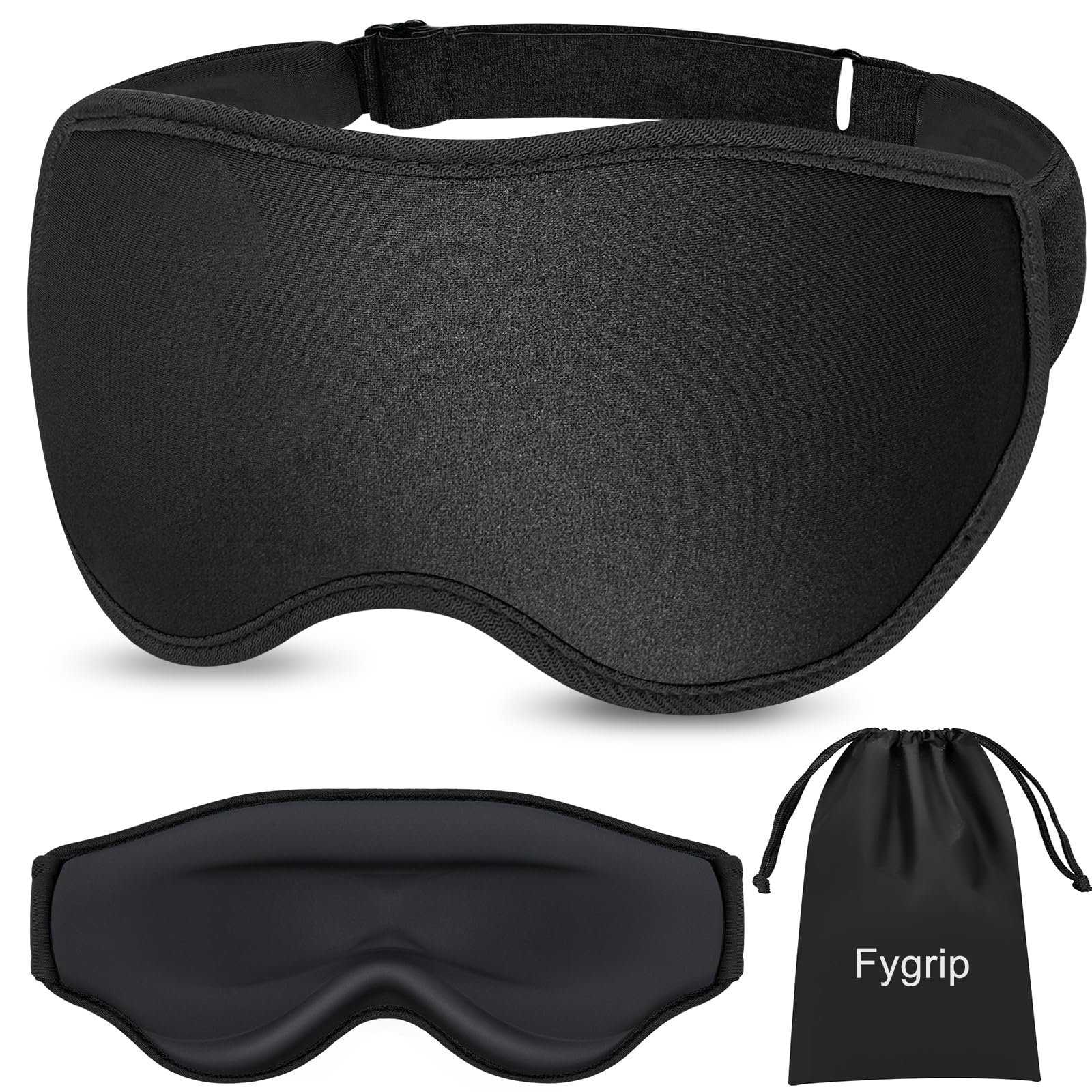 3D Contoured Sleep Mask with Memory Foam – 100% Light Blocking Comfortable Eye Mask for Travel, Meditation & Deep Sleep