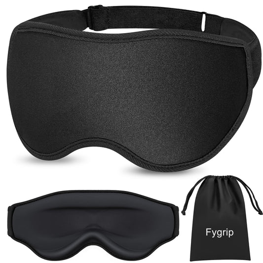3D Contoured Sleep Mask with Memory Foam – 100% Light Blocking Comfortable Eye Mask for Travel, Meditation & Deep Sleep