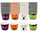 Halloween Snack Cups – 60 Pack Dessert Treat Cups with Pumpkin, Ghost, Frankenstein & Vampire Designs (10oz, Multicolor)