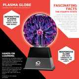 Discovery Plasma Globe Interactive Lightning Lamp – Touch & Sound Reactive Electric Plasma Ball STEM Desk Decor Black