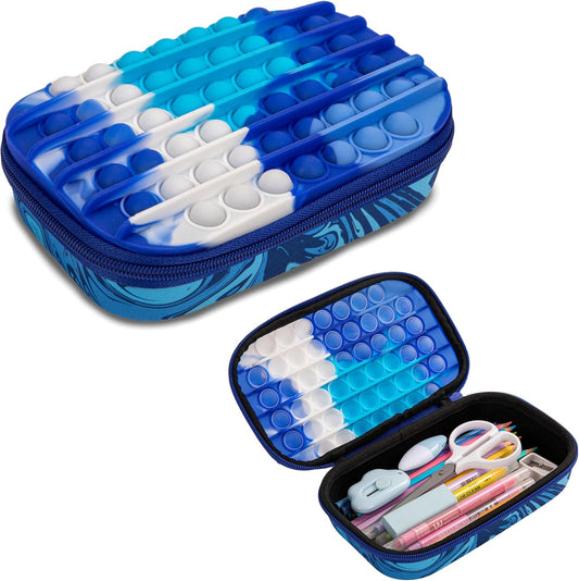 Blue Pop-It Sensory Pencil Case with Large Storage