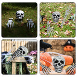 Realistic Skeleton Graveyard Set – Skull, Arms, Spider Web & Stakes for Outdoor Halloween Yard Decor