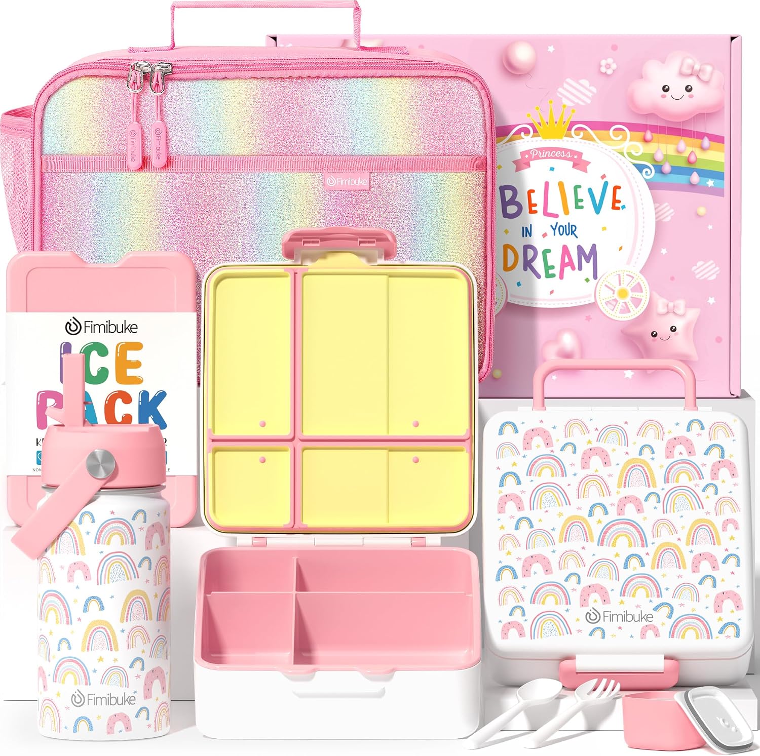 Space 7-Piece Bento Lunch Set with 14 oz Bottle