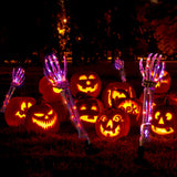 Purple & Orange Skeleton Arm Lights – Battery Powered Halloween Stakes with 8 Lighting Modes for Yard & Garden Décor
