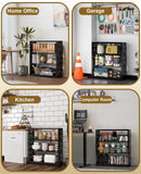 METALOONG 3-Tier Adjustable Metal Bookshelf – Heavy-Duty Storage Rack with Anti-Tip Safety Kit (Black)