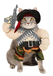 Action Hero Dog Costume – Multi-Colored Padded Jumpsuit with Wig, Gun & Headband for Pets