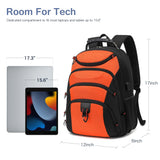 BOAVAN 15.6” Laptop Backpack with USB Port, RFID Pocket and Waterproof 1680D Nylon – Orange/Black