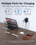 Ultra-Thin Universal Travel Adapter PD 25W – 4-Port Worldwide Power Adapter with USB-C & USB-A (Black)