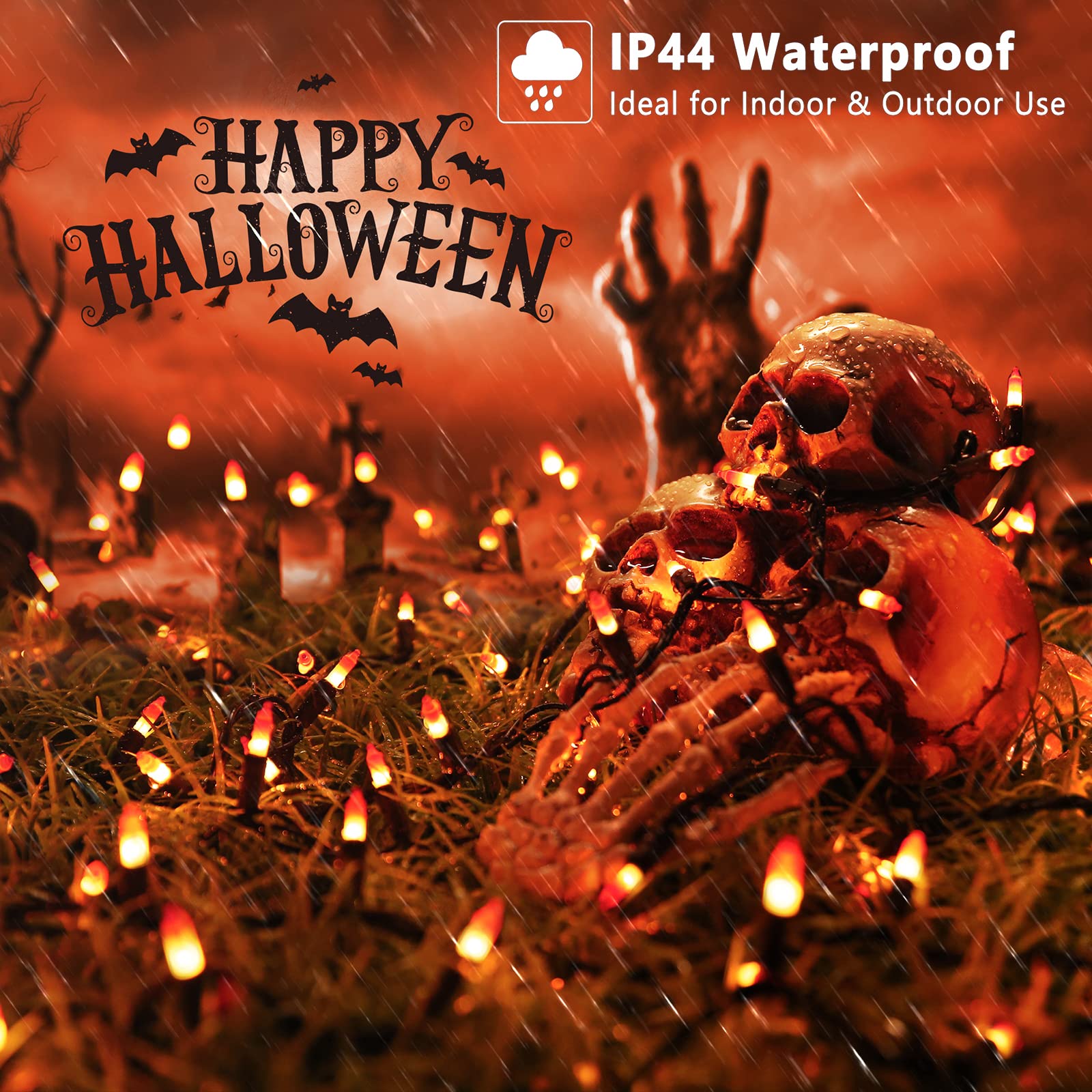 100-Count Candy Corn Halloween String Lights – Orange & Yellow Incandescent Bulbs (Indoor/Outdoor, UL Certified, Connectable)