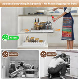 Expandable Pull-Out Cabinet Organizer – No-Drill Slide-Out Drawer with Adjustable Width & Depth for Kitchen & Pantry (White)