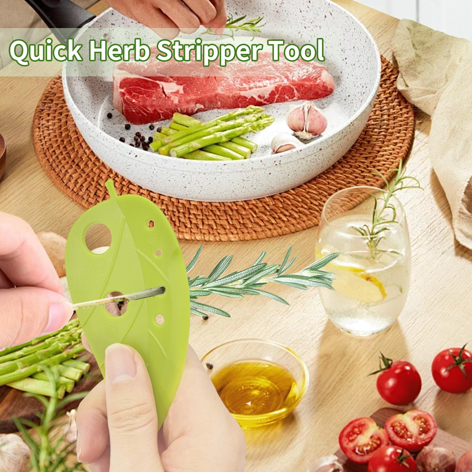 Multi-Hole Herb Stripper & Leaf Cutter Tool – 2-in-1 Kitchen Herb Peeler (Green)