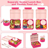 Pink 4-Compartment Bento Set with 8 oz Food Jar