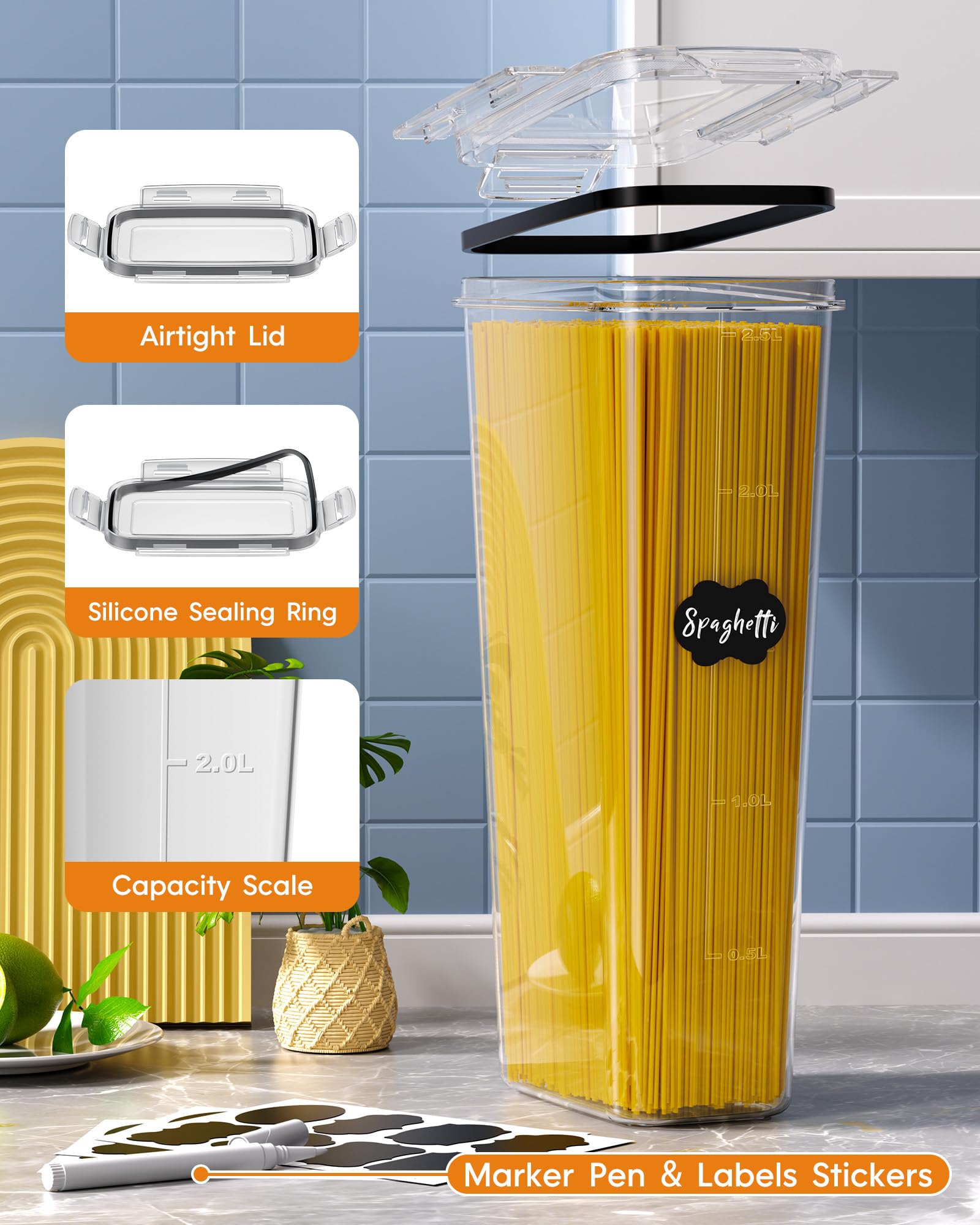 Airtight Food Storage Containers Set – 24 Piece Stackable Pantry Canisters with Lids, Labels & Marker