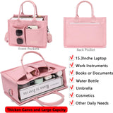 ZHMO Canvas Tote Bag for Women – Large Work & Travel Tote with Compartments, Laptop Shoulder & Crossbody Bag (Pink)