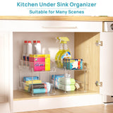2-Tier Under Sink Organizer with Slide-Out Drawers – Clear Bathroom & Kitchen Storage Rack with Handles