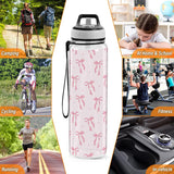 32 oz Clear Bow Tritan Water Bottle with Straw and Carry Strap