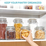 Vtopmart 78oz Glass Food Storage Jars with Airtight Clamp Lids – 3-Pack Large Kitchen Canisters with Reusable Labels