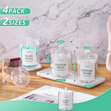 Clear Bathroom Organizer Canisters with Plastic Lids (4-Pack) – Qtip, Cotton & Vanity Storage Set with Labels