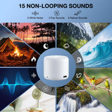 Ultra Mini White Noise Machine Portable Sleep Sound Soother with 15 Natural Sounds, 32 Volume Levels & USB-C Rechargeable Battery – Travel Pocket Size White
