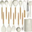 Silicone Kitchen Utensils Set with Wooden Handles – BPA-Free, Heat Resistant Cooking Tools