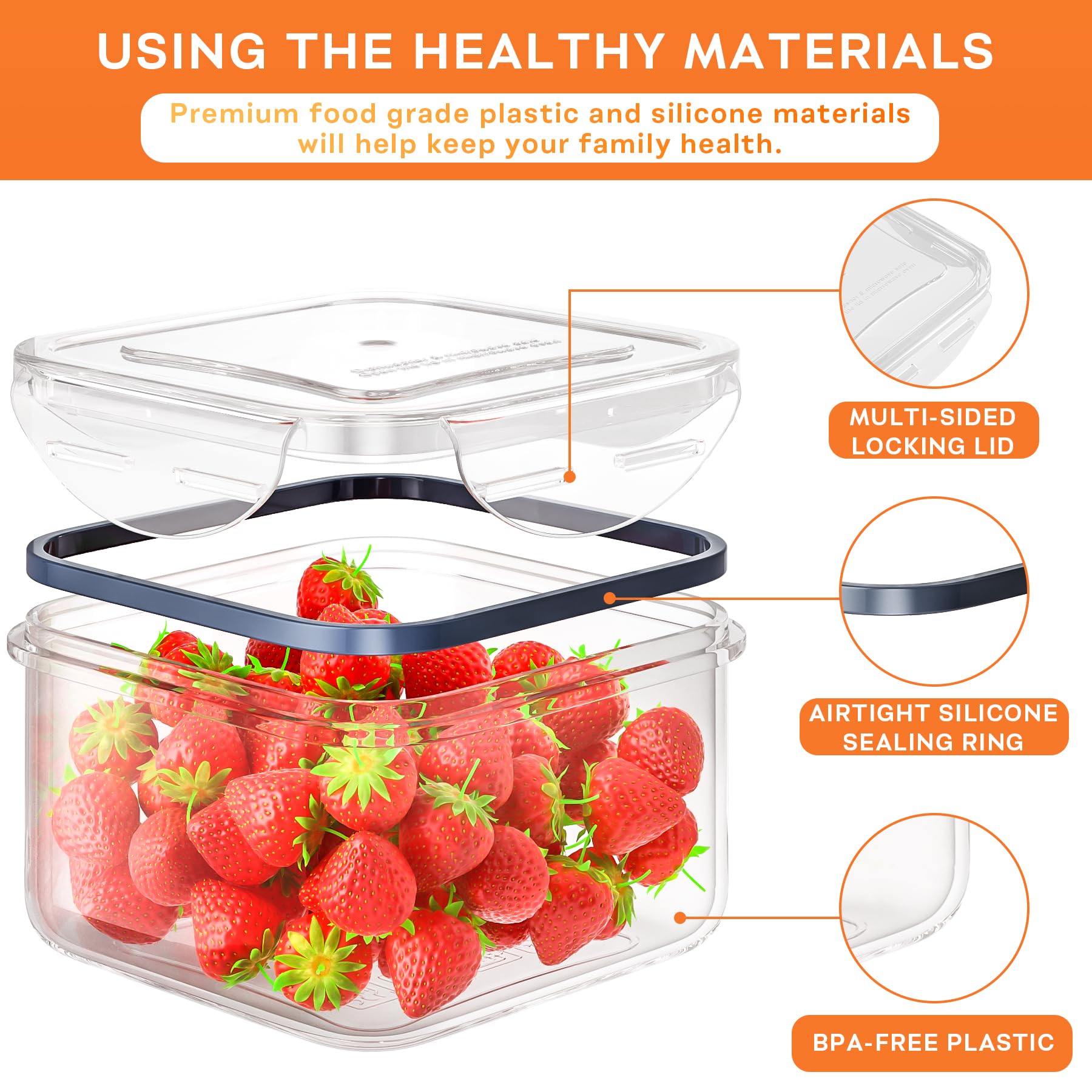 Airtight Food Storage Containers Set – 20 Piece Stackable Clear Meal Prep Containers with Lids