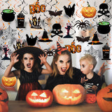 Halloween Hanging Swirl Decorations – 60PCS Ceiling Foil & Card Set with Ghosts, Bats, Pumpkins & Spiders