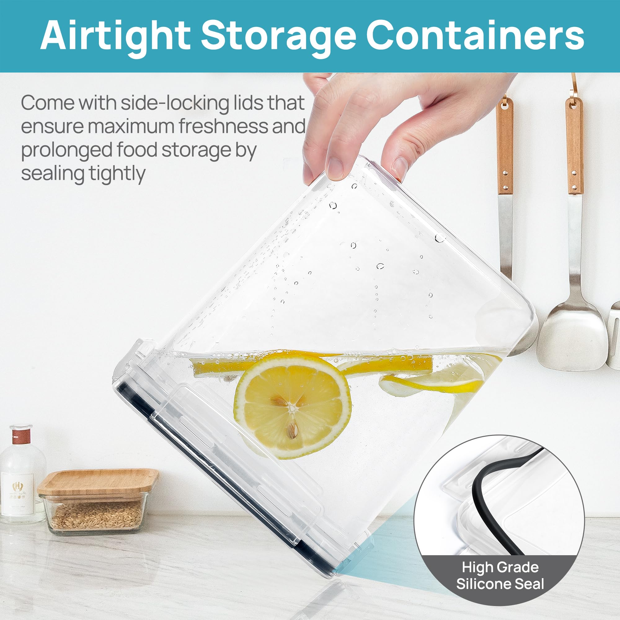 10-Piece Airtight Flour & Sugar Storage Containers Set – BPA-Free Stackable Pantry Canisters with Measuring Cups (Black)