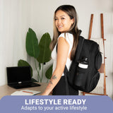 Alira Women’s Lunch Backpack with Insulated Cooler & Belt Bag – Premium Black Neoprene Work, Travel & Laptop Backpack (Fits 17”)