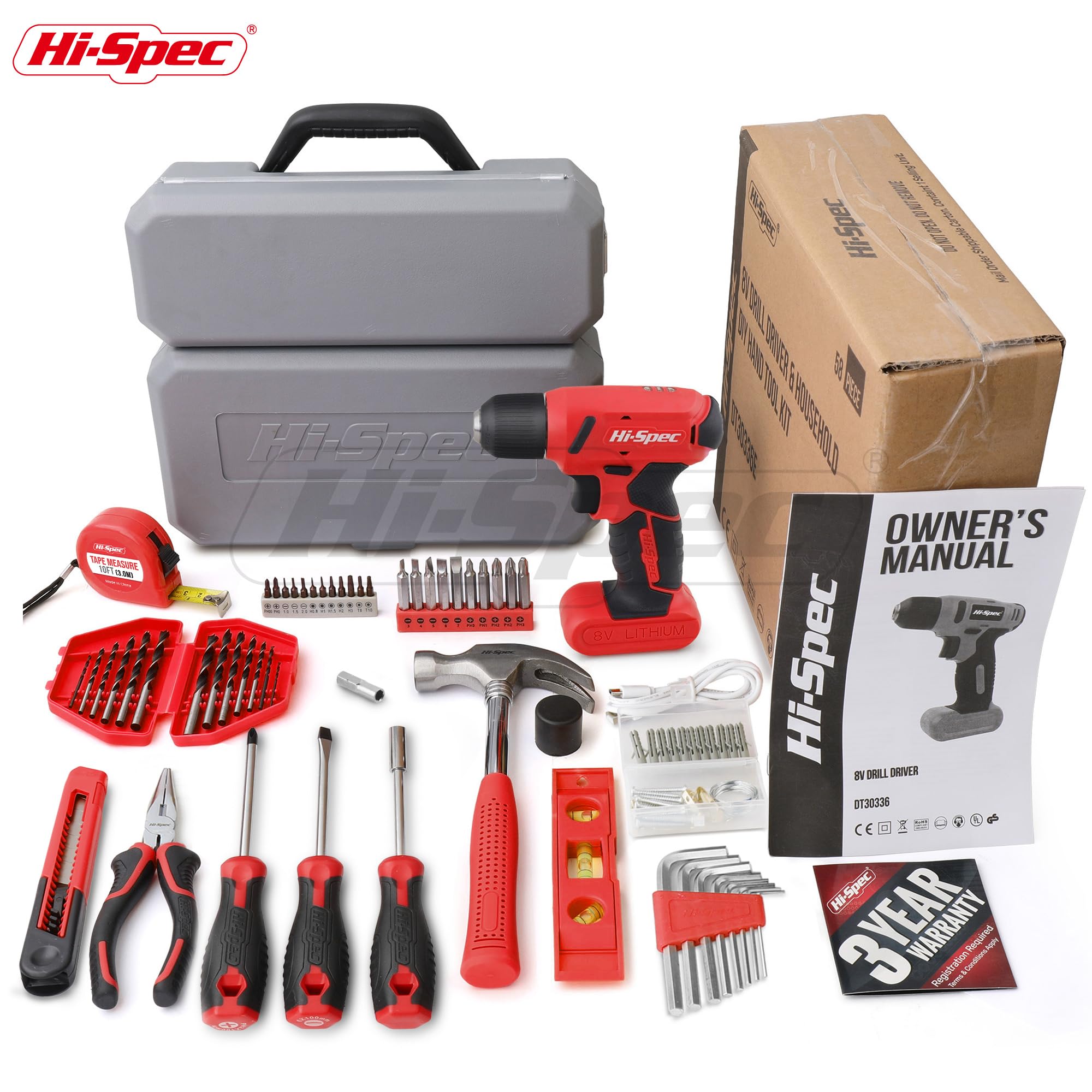 Cordless Electric Drill & Home Tool Kit Set – USB Rechargeable DIY Power Tool with Carry Case