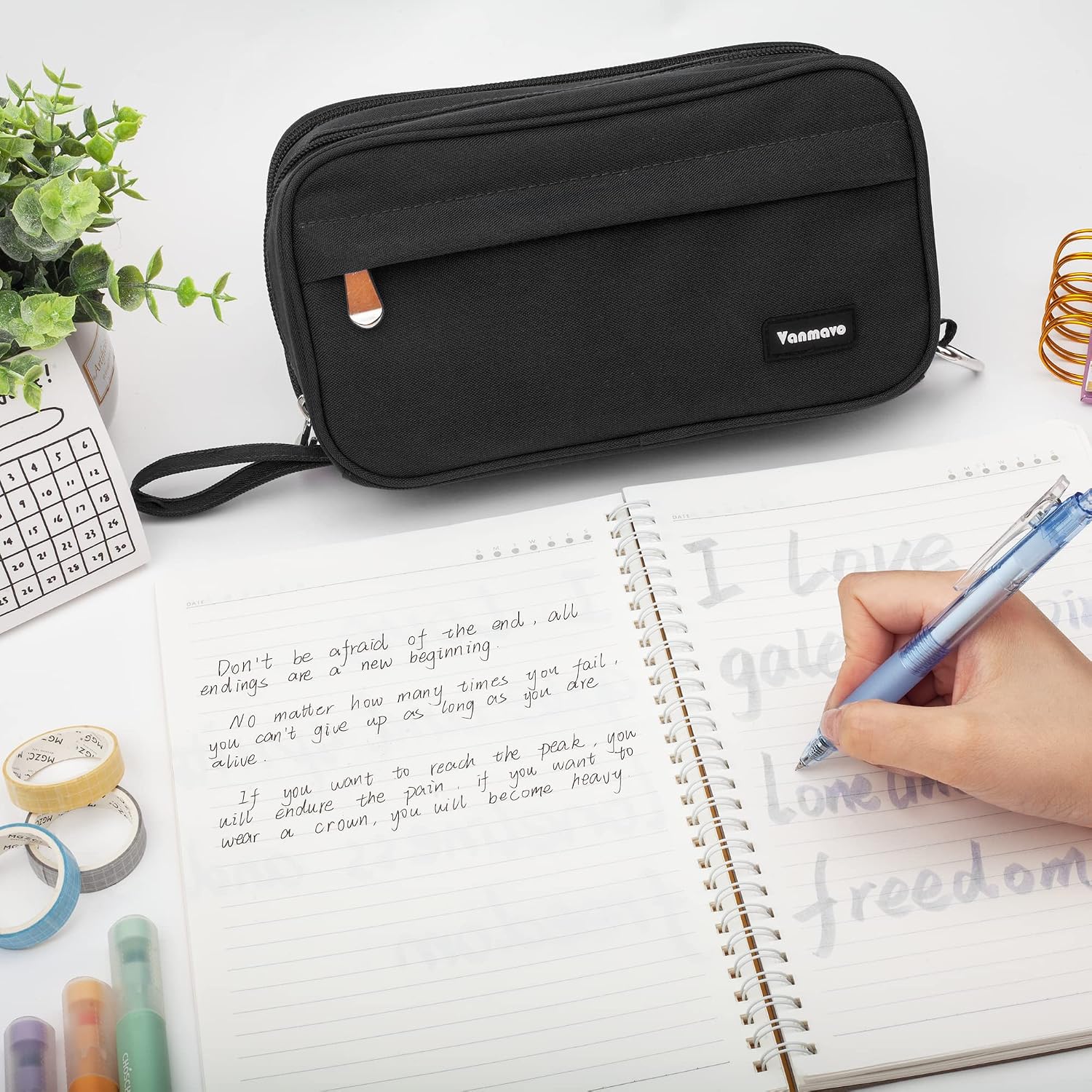 Klein Blue Large 3-Compartment Pencil Case
