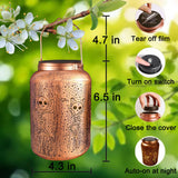 Solar Halloween Lantern – Retro Gold Copper Metal Design with Warm White Light & Auto On/Off (Waterproof Outdoor Decoration)