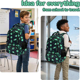 Black Green 17-Inch School Backpack with Laptop Sleeve