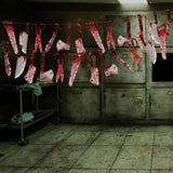 Halloween Bloody Banner – 12 Piece Red & White Hanging Garland for Indoor & Outdoor Party Decorations (39.4ft Total Length)