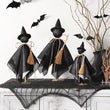 Black Witch Hat Table Decor – Set of 3 Rustic Halloween Witches for Desk, Shelf & Mantel Decorations